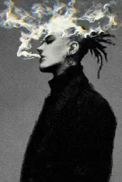 Midjourney generated image using SREF code Lurid Glint: A woman with a fire in her hair. 