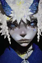 Midjourney generated image using SREF code Lurid Glint: A close up of a person wearing a unicorn costume.