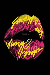 Midjourney generated image using SREF code Glyphfizz: A close up of a woman's lips with yellow and pink lipstick.