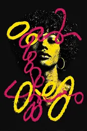 Midjourney generated image using SREF code Glyphfizz: A woman with an afro is shown in yellow and pink.