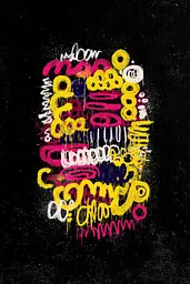 Midjourney generated image using SREF code Glyphfizz: A black background with a bunch of different colored letters.