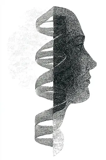 Midjourney generated image using SREF code Cosmic Contours: A black and white drawing of a man's head.