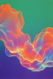 Midjourney generated image using SREF code Infrachrome: A picture of an orange and blue abstract painting.