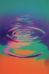 Midjourney generated image using SREF code Infrachrome: A colorful painting of a rippled surface of water.