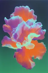 Midjourney generated image using SREF code Infrachrome: An orange and blue flower on a green background.