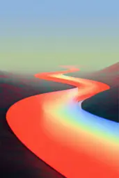 Midjourney generated image using SREF code Chromalume: a colorful road in the middle of a desert