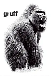 Midjourney generated image using SREF code Dotquake: A black and white drawing of a gorilla with its mouth open.