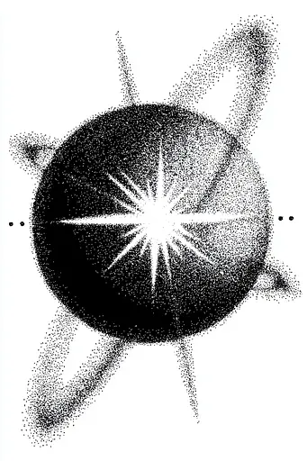 Midjourney generated image using SREF code Dotquake: A black and white drawing of a sun.