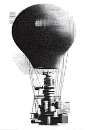 Midjourney generated image using SREF code Dotquake: A black and white drawing of a hot air balloon.