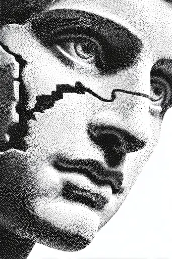 Midjourney generated image using SREF code Dotquake: A black and white photo of a woman's face.