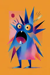 Midjourney generated image using SREF code Flurotica: A blue monster with a big mouth and big eyes.