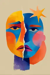 Midjourney generated image using SREF code Flurotica: A painting of a woman's face with a star on her forehead.