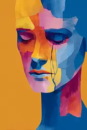 Midjourney generated image using SREF code Flurotica: A painting of a woman's face with tears on her face.