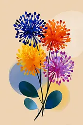 Midjourney generated image using SREF code Flurotica: A bunch of colorful flowers on a beige background.