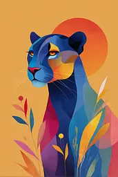 Midjourney generated image using SREF code Flurotica: A painting of a panther in a field of flowers.