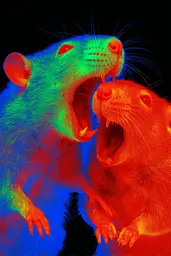Midjourney generated image using SREF code Chromagel: A couple of rats that are standing next to each other.