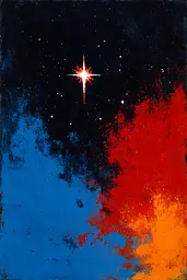 Midjourney generated image using SREF code Sootflare: A painting of a star in the sky. 