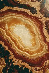 Midjourney generated image using SREF code Coppermuse: A close up of a piece of agate on a table.
