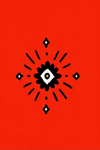 Midjourney generated image using SREF code Zesty Scribblepop: A black and white flower on a red background.