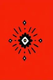 Midjourney generated image using SREF code Zesty Scribblepop: A black and white flower on a red background.