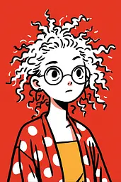 Midjourney generated image using SREF code Zesty Scribblepop: A drawing of a girl with curly hair and glasses.