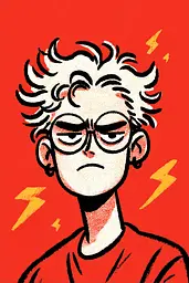 Midjourney generated image using SREF code Zesty Scribblepop: A drawing of a young man with glasses and a red shirt.
