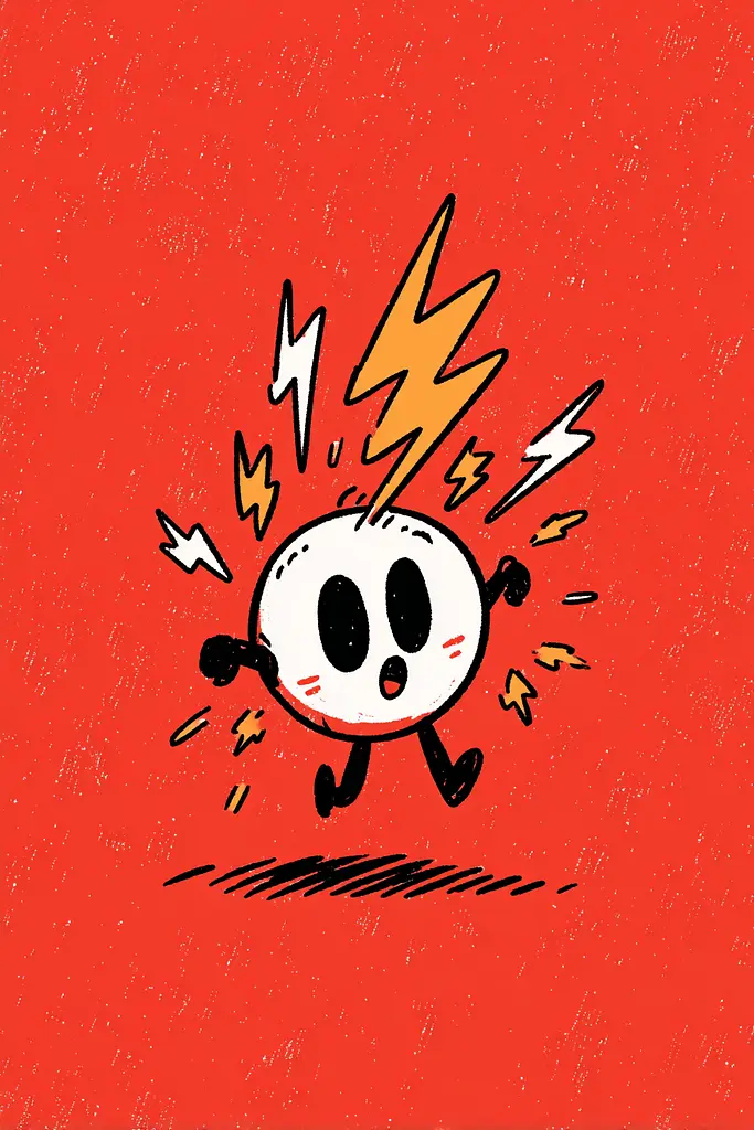 Midjourney generated image using SREF code Zesty Scribblepop: A cartoon character with a lightning bolt coming out of his head.