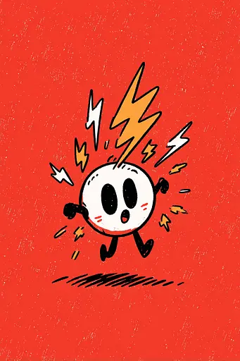 Midjourney generated image using SREF code Zesty Scribblepop: A cartoon character with a lightning bolt coming out of his head.
