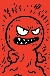 Midjourney generated image using SREF code Zesty Scribblepop: A drawing of a red monster with an angry expression.