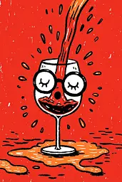 Midjourney generated image using SREF code Zesty Scribblepop: A glass of red wine being poured into it.