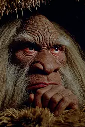 Midjourney generated image using SREF code Plushgrim: A close up of an old man with long hair and a beard.