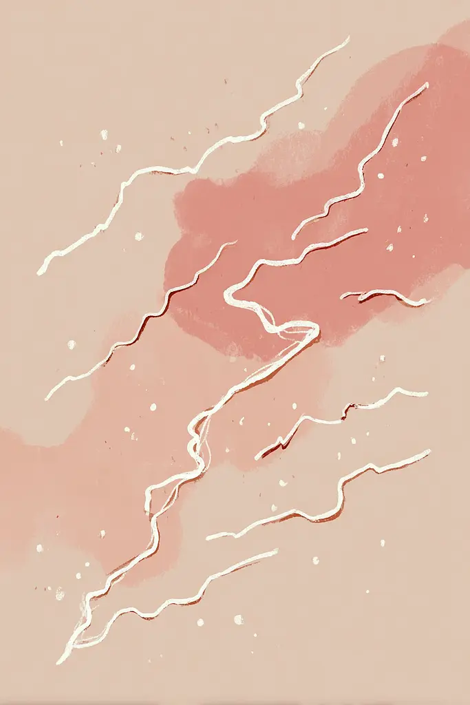Midjourney generated image using SREF code Blushvine: A pink and white abstract painting on a beige background.