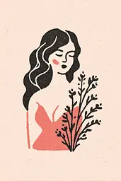 Midjourney generated image using SREF code Mythosurge: A drawing of a woman holding a plant in her hand.