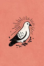 Midjourney generated image using SREF code Mythosurge: A drawing of a bird on a pink background.