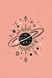 Midjourney generated image using SREF code Mythosurge: A drawing of a black and white drawing of planets and stars.