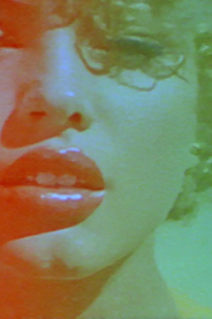 Midjourney generated image using SREF code Chromoshred: A close up of a woman's face with red lipstick.