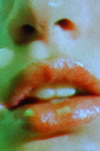 Midjourney generated image using SREF code Chromoshred: A close up of a woman's mouth with orange lipstick.