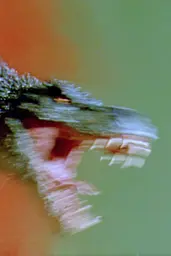 Midjourney generated image using SREF code Chromoshred: A close up of a lizard with its mouth open.