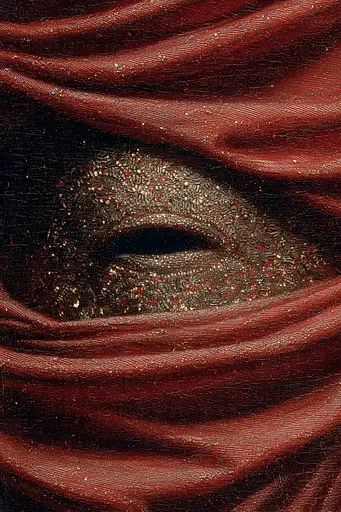 Midjourney generated image using SREF code Opaque Emberlock: A close up of a painting of a woman's eye.