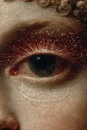 Midjourney generated image using SREF code Opaque Emberlock: A close up of a painting of a woman's eye.