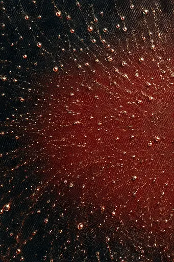 Midjourney generated image using SREF code Opaque Emberlock: A close up of water droplets on a red and black background.