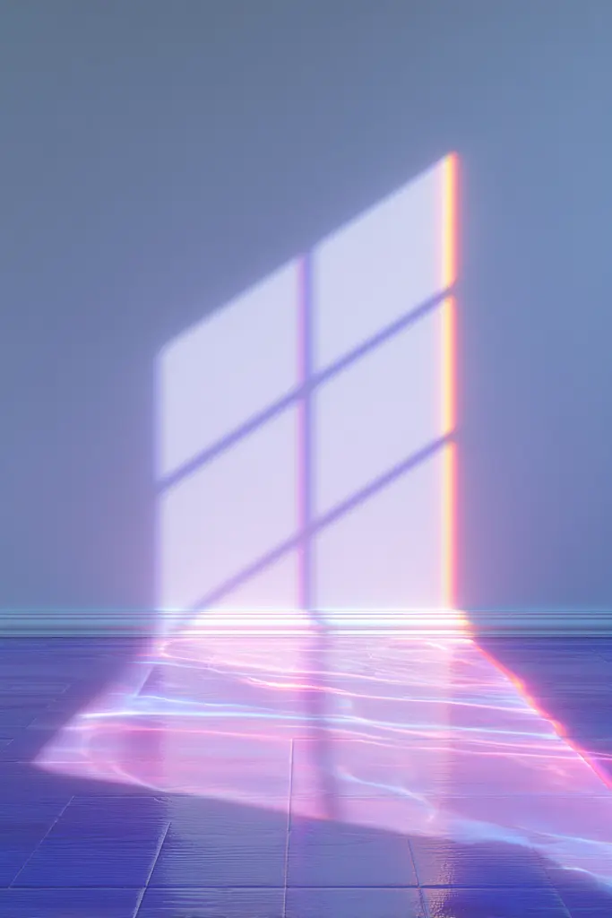 Midjourney generated image using SREF code Holoquartz: An empty room with a light coming out of the window.