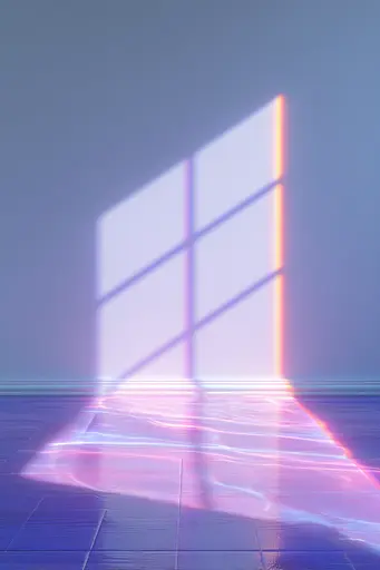 Midjourney generated image using SREF code Holoquartz: An empty room with a light coming out of the window.