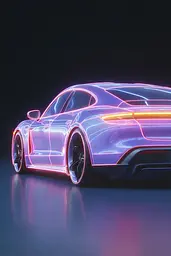 Midjourney generated image using SREF code Holoquartz: A rendering of a futuristic car in a dark room.