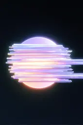 Midjourney generated image using SREF code Holoquartz: A circle of light streaks in front of a black background.