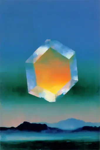 Midjourney generated image using SREF code Plurailteа: A painting of an ice cube floating in the air.