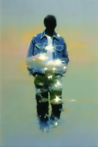 Midjourney generated image using SREF code Plurailteа: A painting of a man standing in the water.
