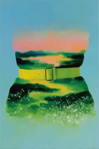Midjourney generated image using SREF code Plurailteа: A painting of a woman wearing a yellow belt.