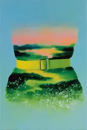 Midjourney generated image using SREF code Plurailteа: A painting of a woman wearing a yellow belt.