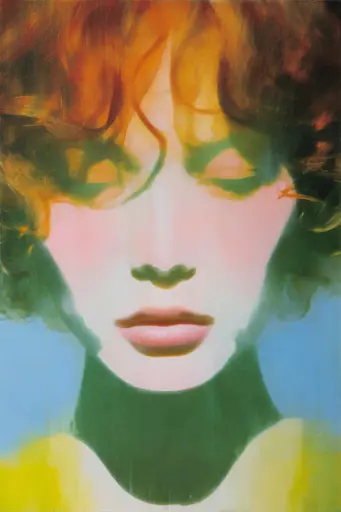 Midjourney generated image using SREF code Plurailteа: A painting of a woman with red hair and green eyes.
